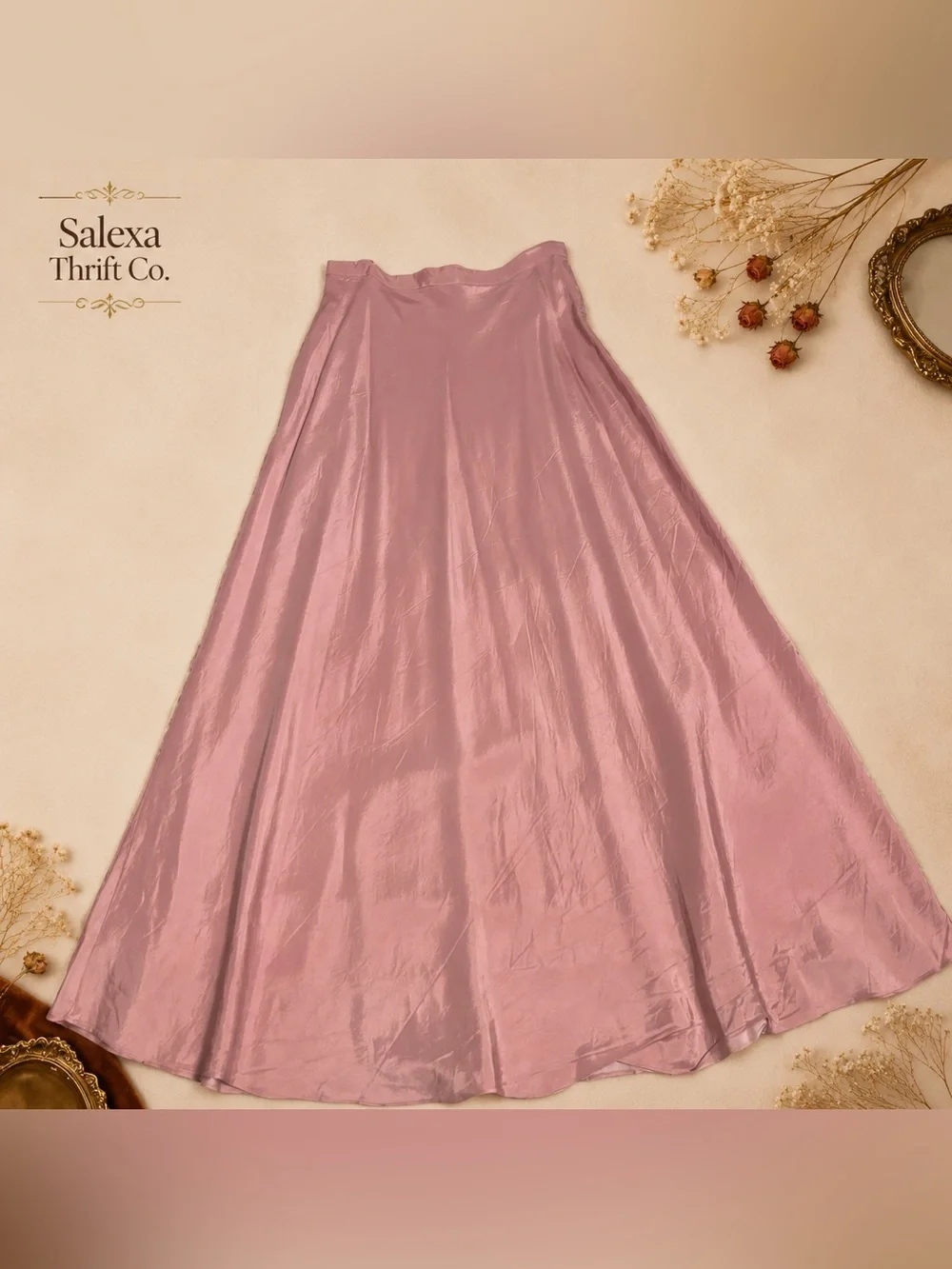 David's Bridal Satin Maxi Skirt in Dusty Rose